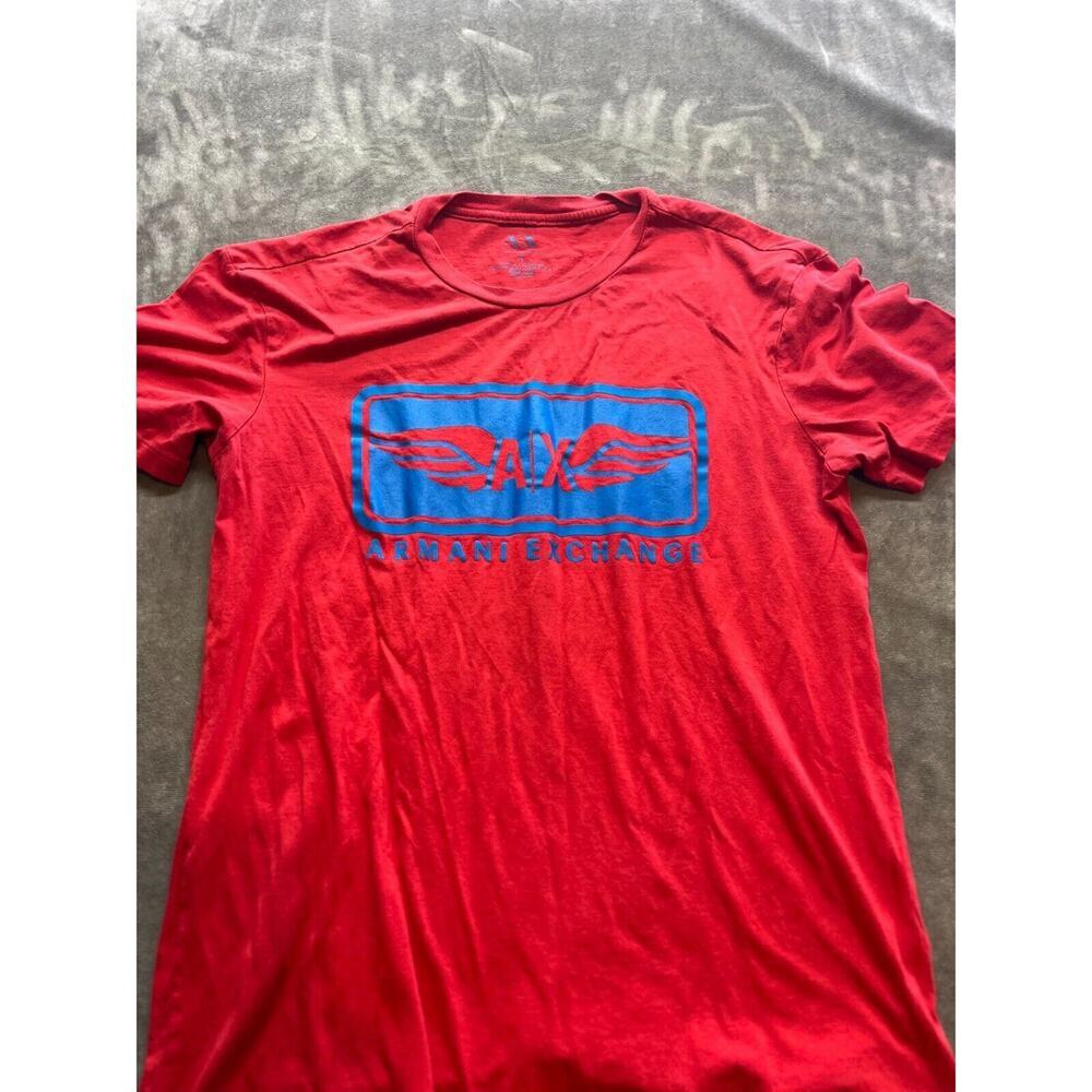 Armani Exchange Red Blue Print Short Sleeve T-Shirt Size Medium